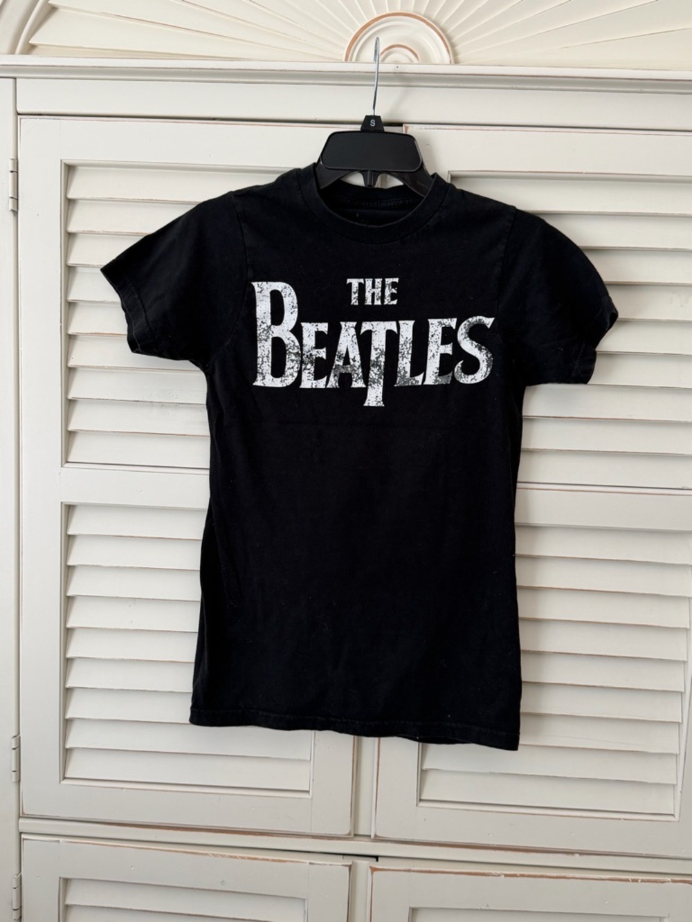 The Beatles Black and White Distressed Logo Tee
